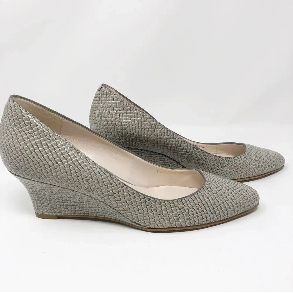 COLE HAAN | Gray Reptile Wedge Heels